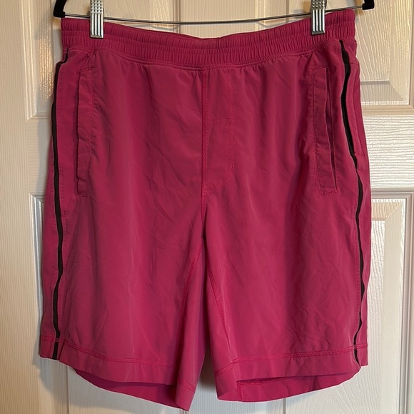 Lululemon men’s pink lined 8” inseam athletic shorts size large - Picture 1 of 10
